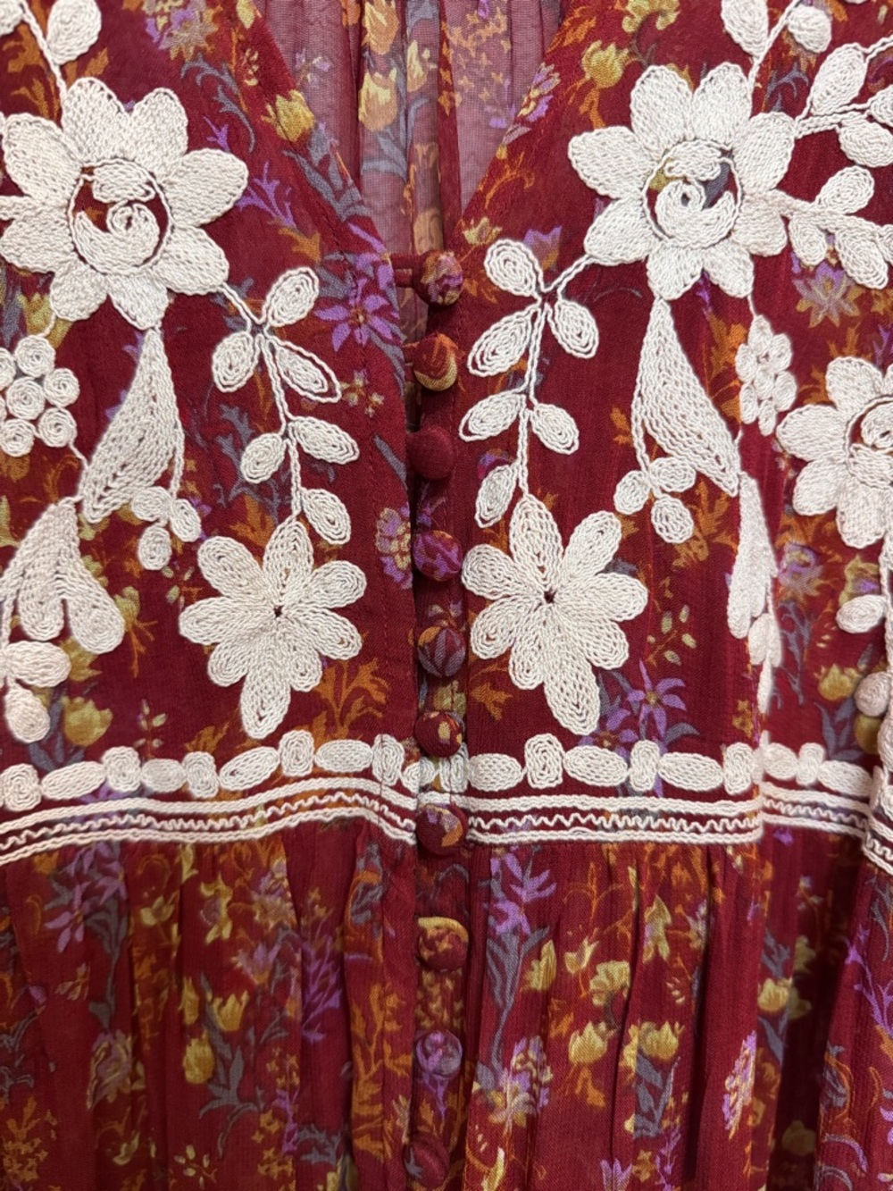 Free People Call On Me Embroidered Maxi Top Dress Women’s XS Bohemian Festival - Picture 6 of 11